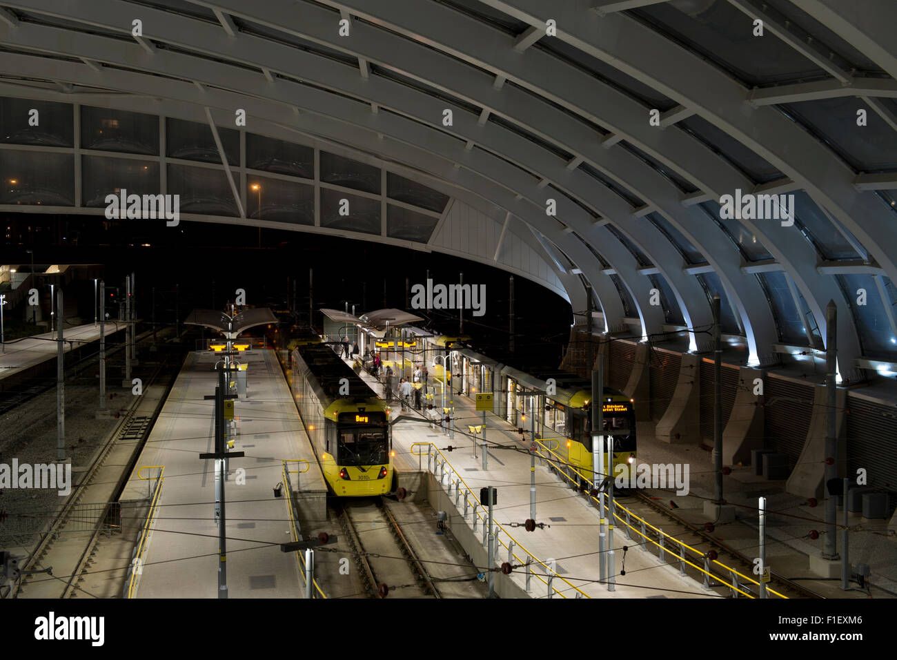 Die Innenfläche der renovierte Victoria Station in Manchester Metrolink LRT Station featuring Stockfoto
