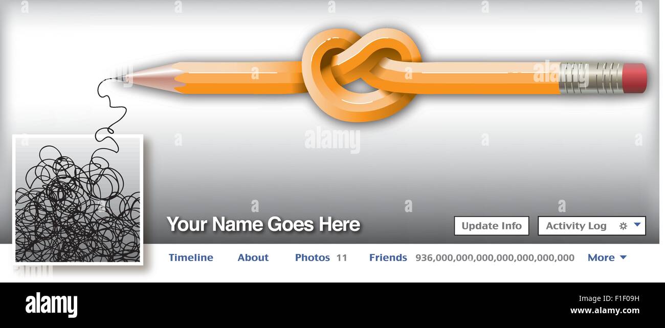 Eine verknotete Bleistift in einer Social-Media-Umgebung für Print oder Web Stock Vektor