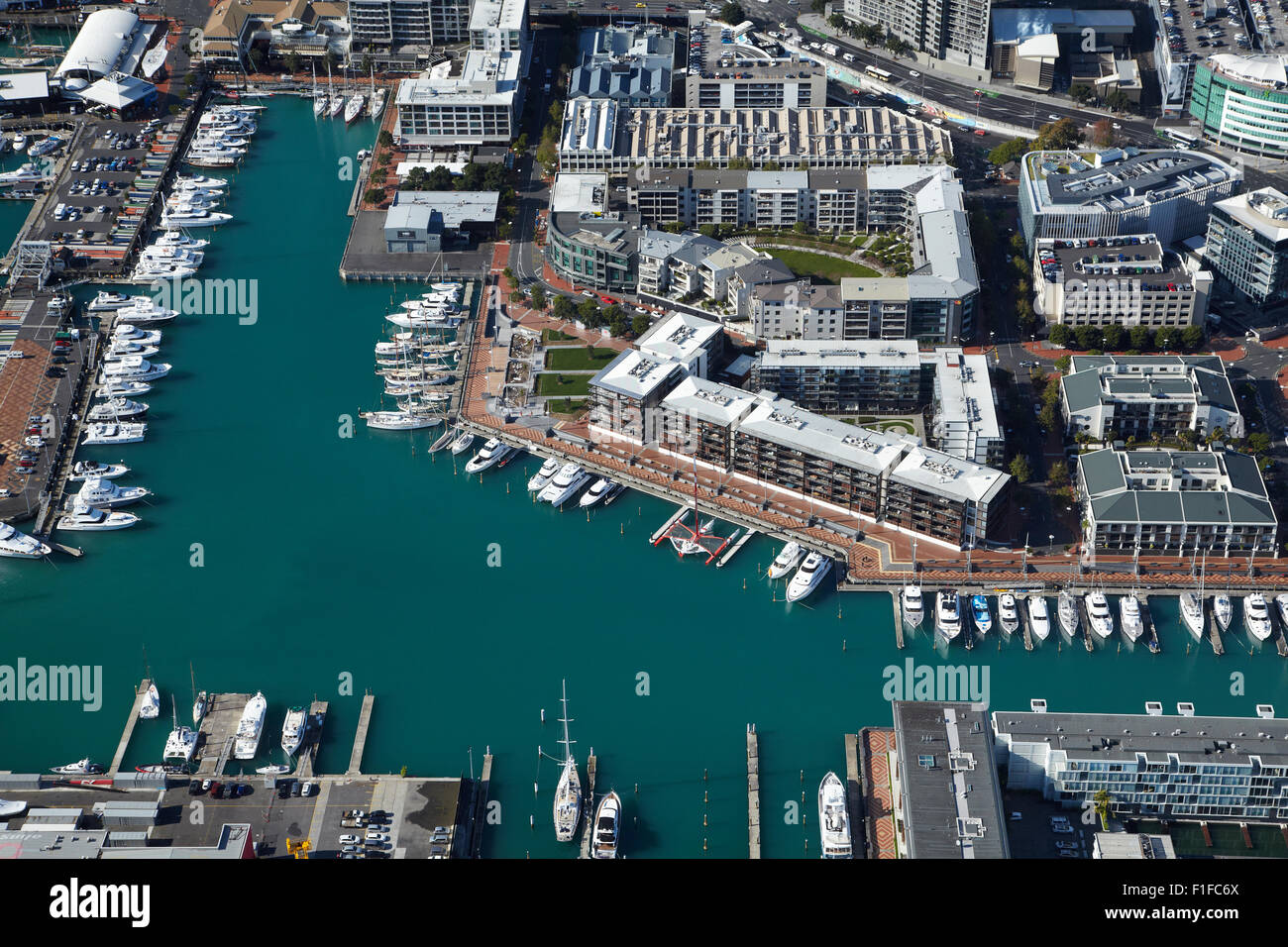 Viaduct Harbour, Auckland Waterfront, Auckland, Nordinsel, Neuseeland - Antenne Stockfoto