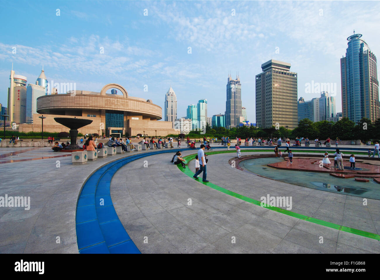 Platz des Volkes in Shanghai. Stockfoto