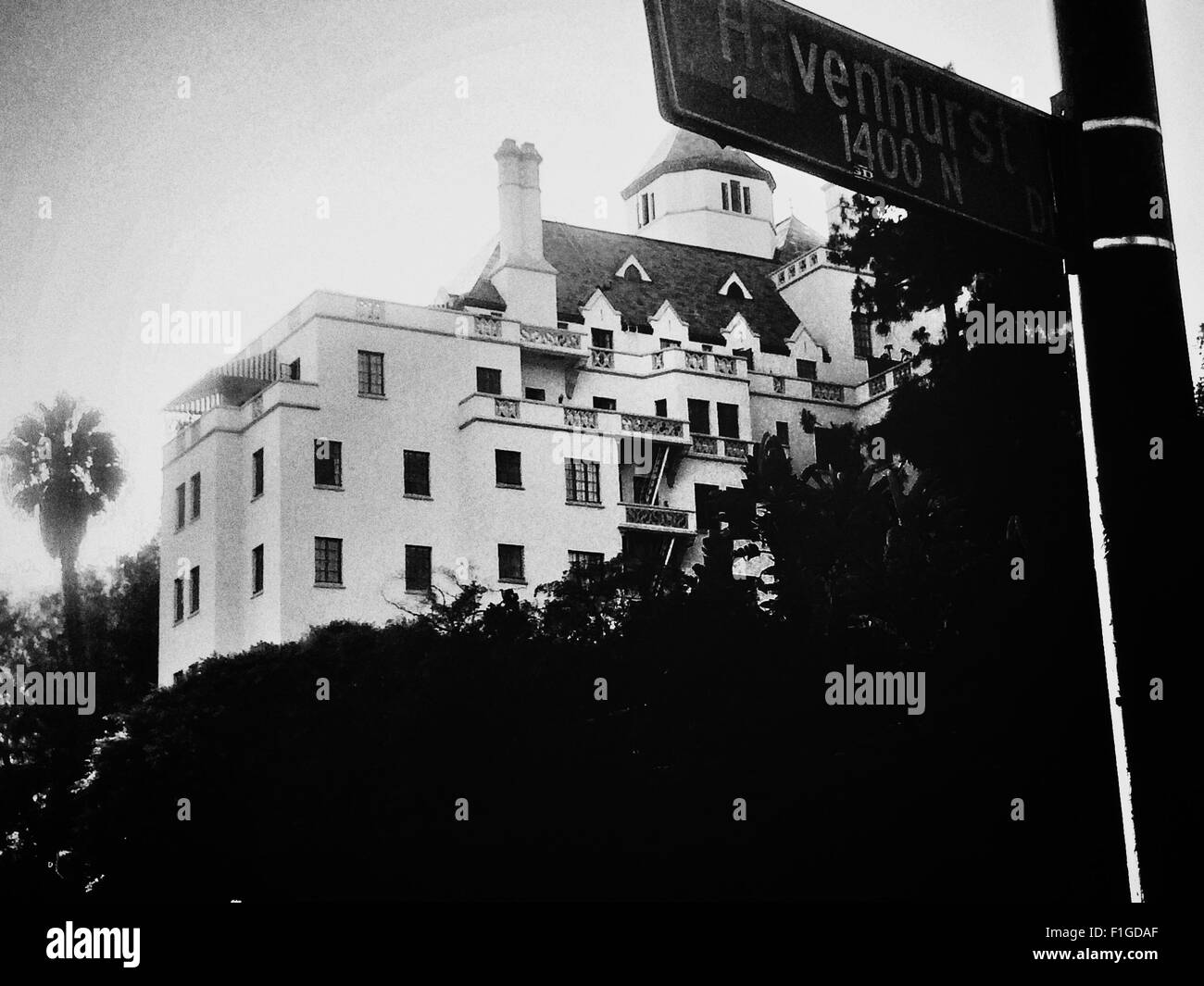 Die berühmt-berüchtigten Chateau Marmont, wo viele berühmte Leute sind gestorben, und noch heute übernachten Sie in Los Angeles, Kalifornien. Stockfoto