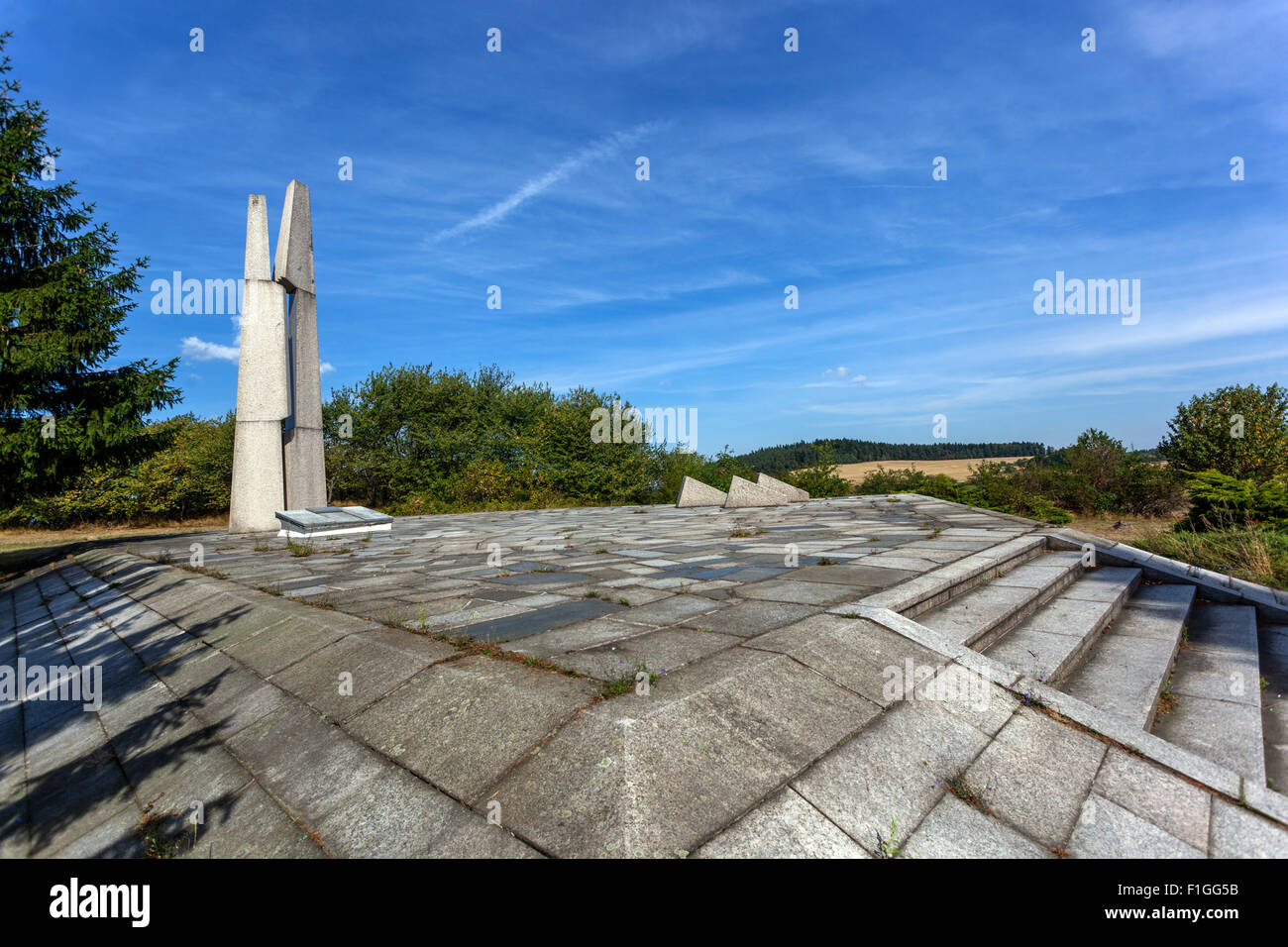 Ort der letzten Schlacht von WW2 in Europa zwischen der Roten Armee und Armee SS. Milin bei Slivice. Denkmal. Am 11. Und 12. Mai 1945. Slivice, Tschechische Republik Stockfoto