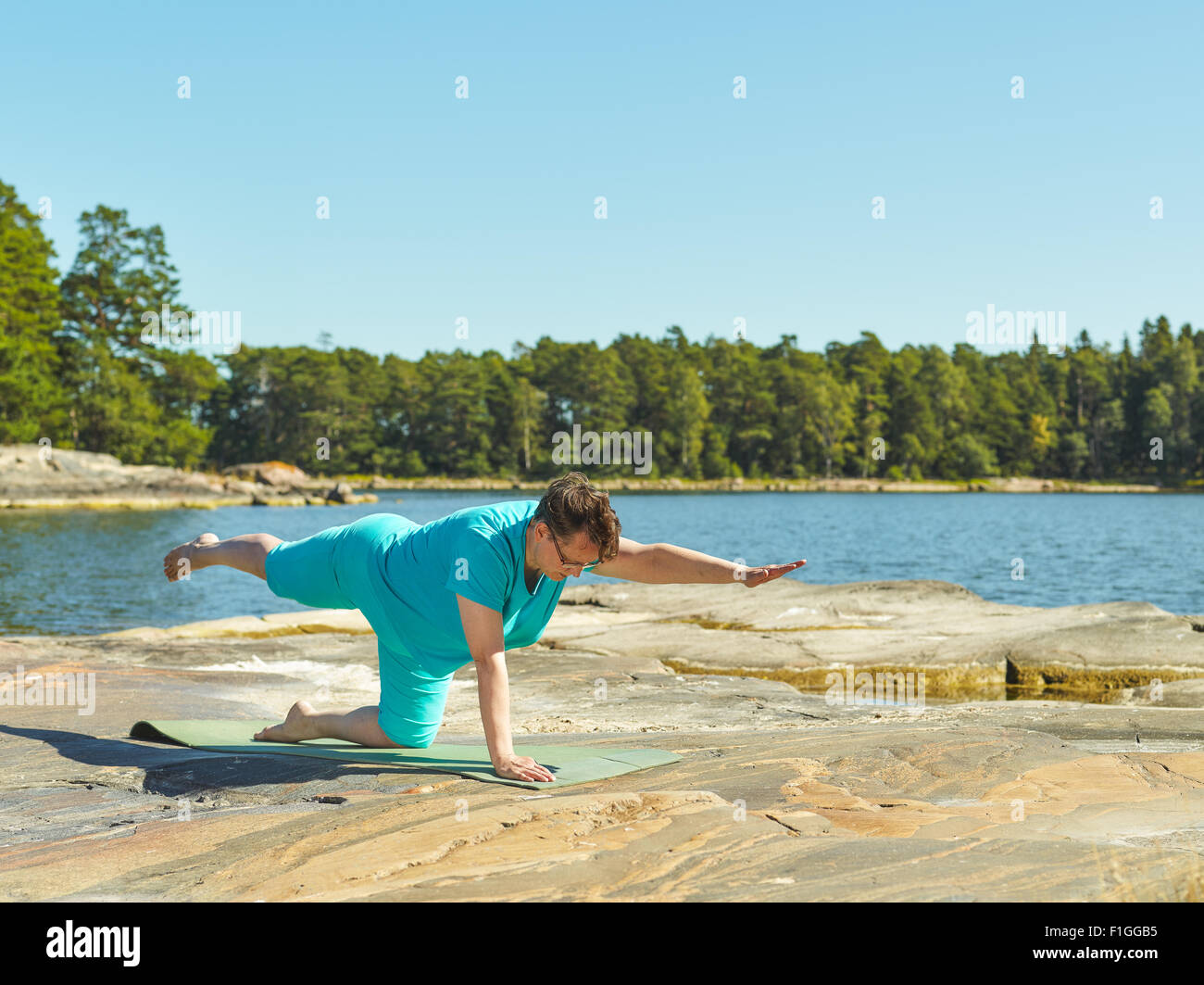 Real-Life Fitness-Training, Reife Frau, training im freien - Horizont format Bild Stockfoto