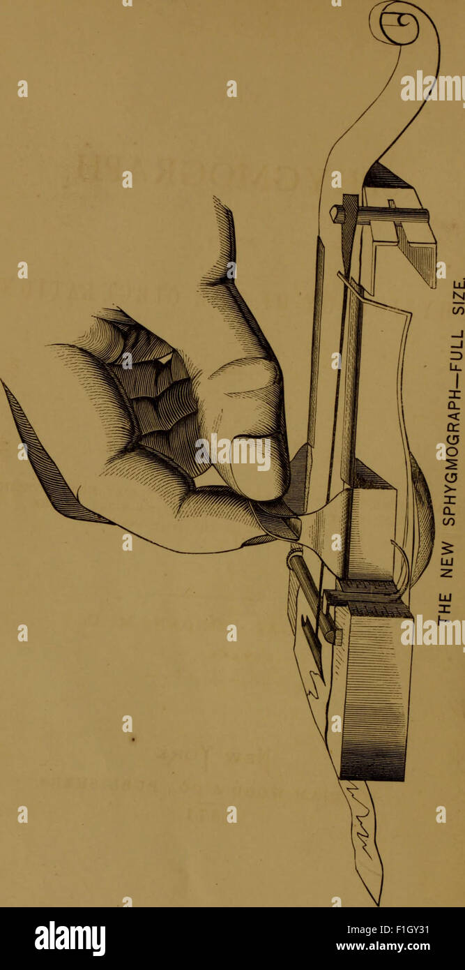 Diese Monografie konzentriert sich auf den Sphygmographen, ein Gerät zur Blutdruckmessung, und seine Rolle beim Verständnis der Physiologie des Kreislaufs. Es diskutiert seine Anwendung in der medizinischen Forschung und Praxis und trägt zur Erforschung der kardiovaskulären Gesundheit im späten 19. Jahrhundert bei. Stockfoto