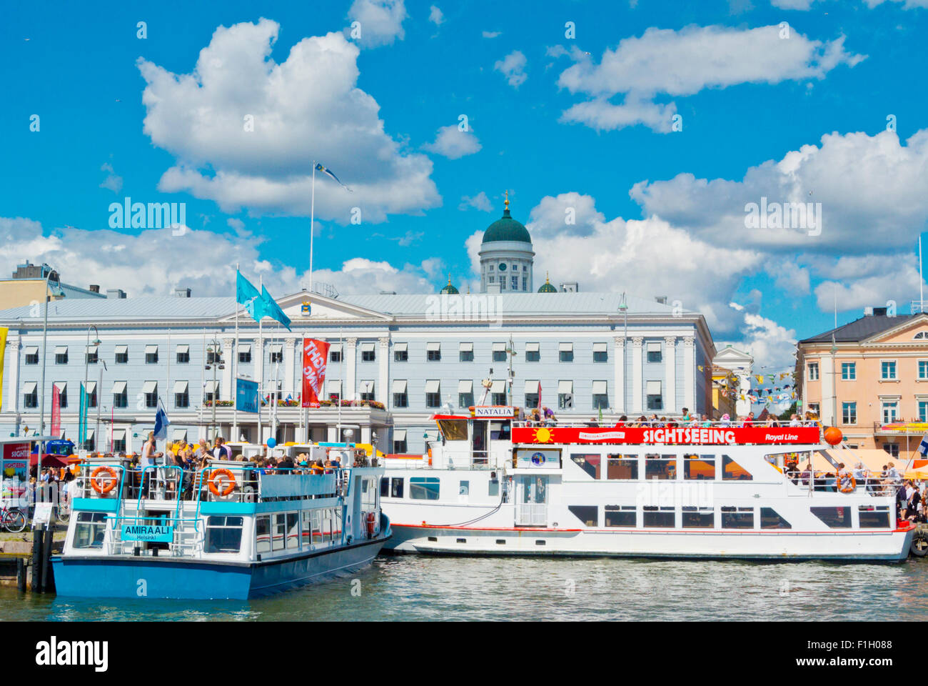 Ausflugsboote, Kauppatori, market Square, Helsinki, Finnland, Europa Stockfoto