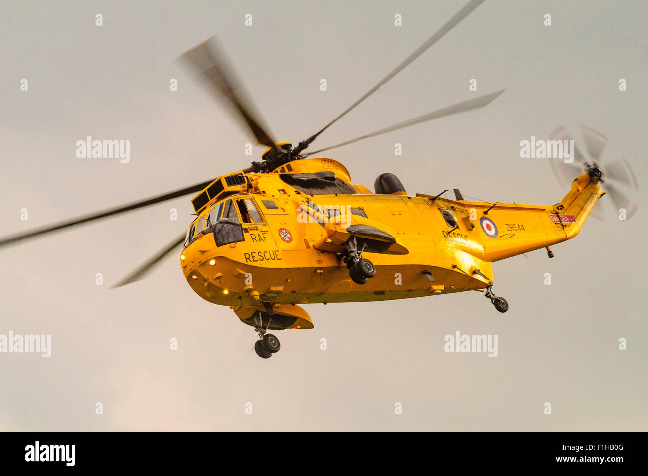 Royal Air Force-Suche und Kraft Sea King HAR3A Rettungshubschrauber der B-Flug, Basis 22 Squadron Wattisham Airfield, Suffolk Stockfoto