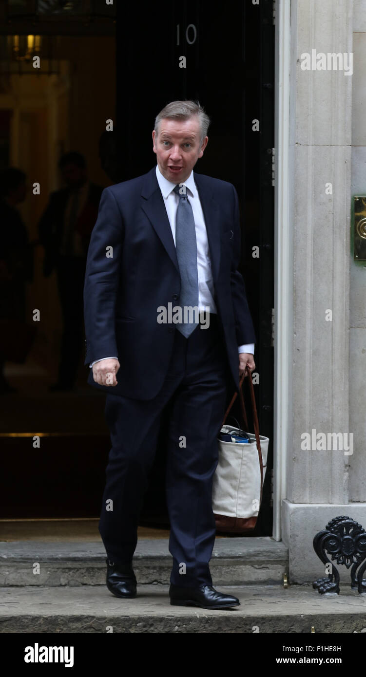 London, UK, 14. Juli 2015: Michael Gove, Staatssekretär für Justiz gesehen in der Downing Street in London Stockfoto