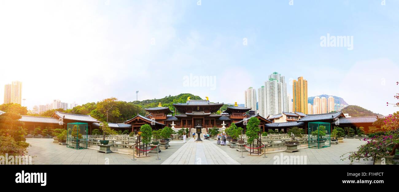 Panoramablick, Chi Lin Nunnery, Diamond Hill, Kowloon, Hong Kong, China Stockfoto