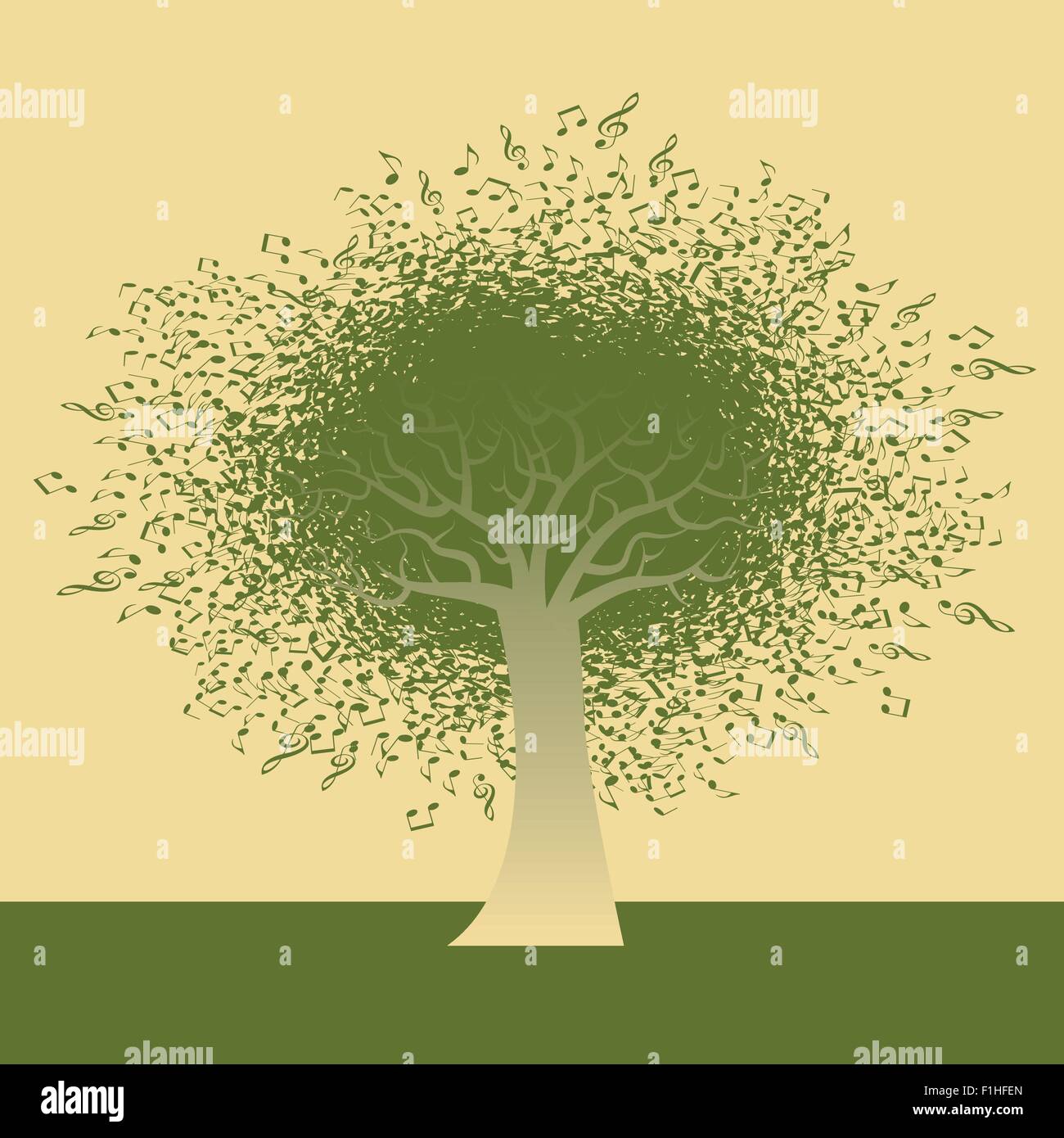 Abstrakte musikalische Note Baum Illustration für Web oder Print Stock Vektor
