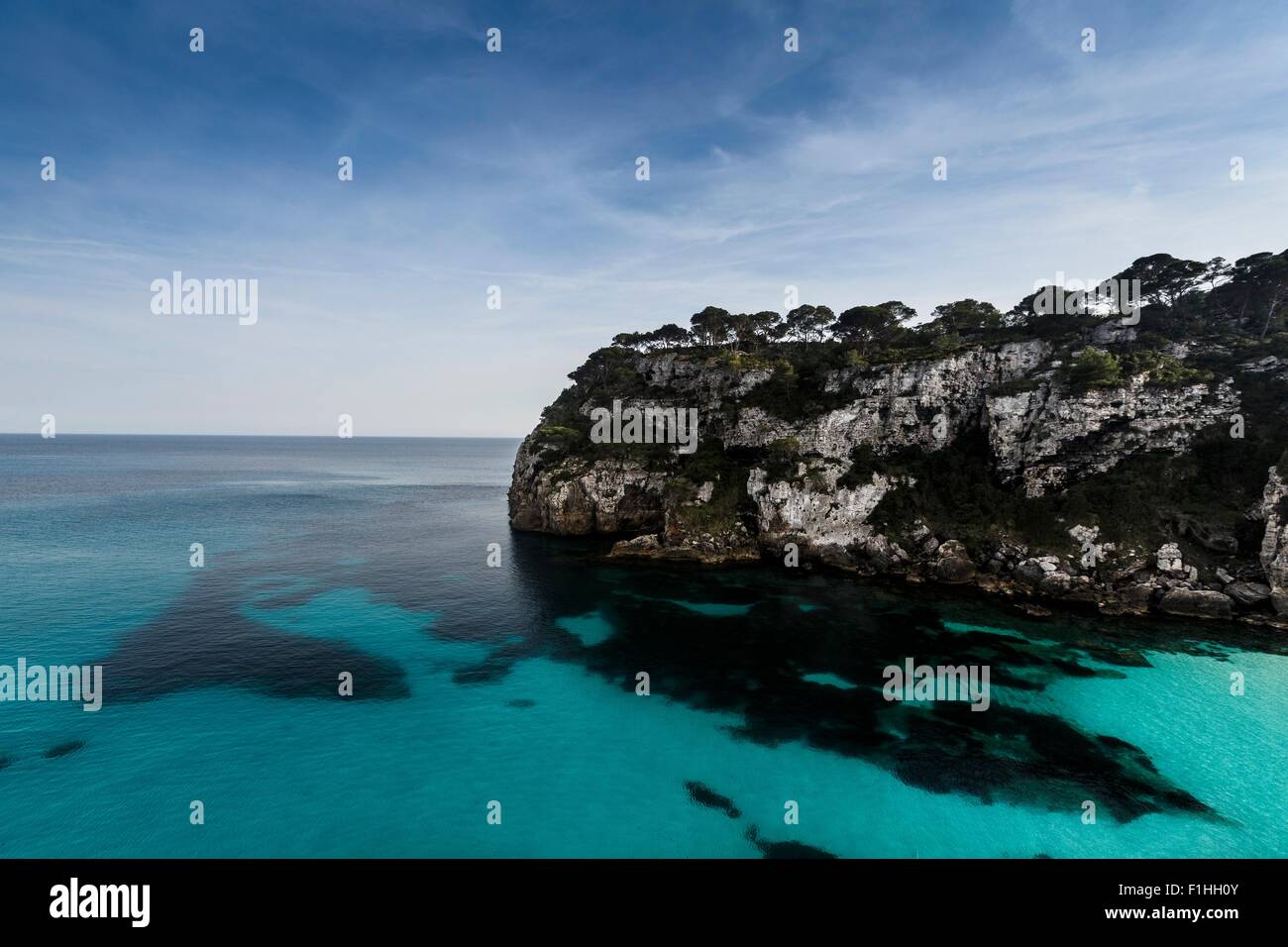 Blick auf Cala Macarella und Macarelleta, Menorca, Spanien Stockfoto