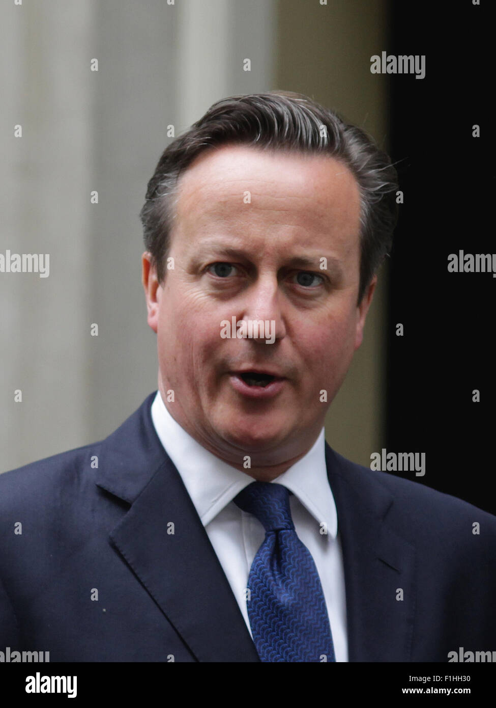 London, UK, 14. Juli 2015: David Cameron britische Premierminister gesehen verlassen Downing Street in London Stockfoto