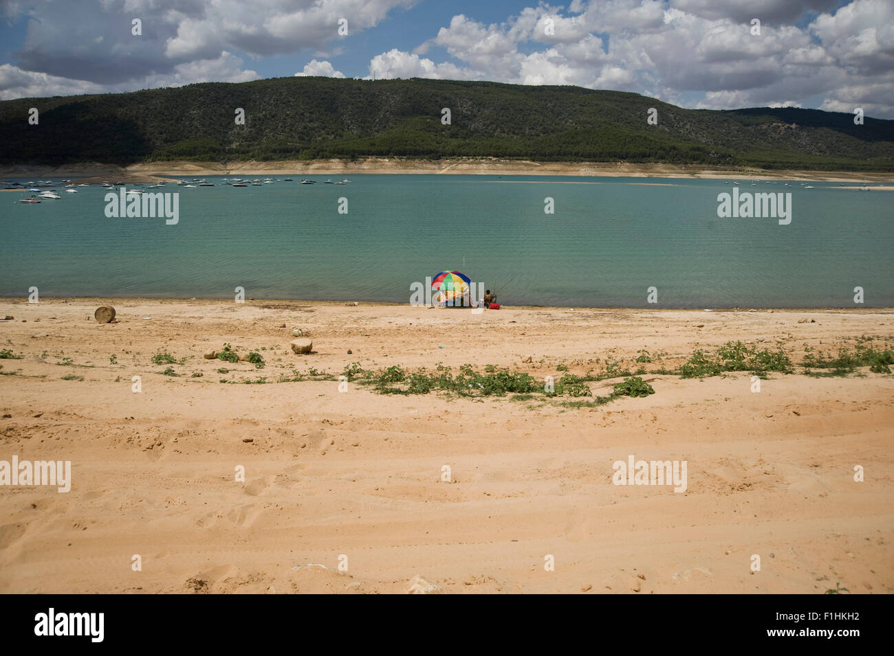 Dürre in Entrepeñas Reservoir, Guadalajara, Spanien. Dam Entrepenas Spanisch Stockfoto