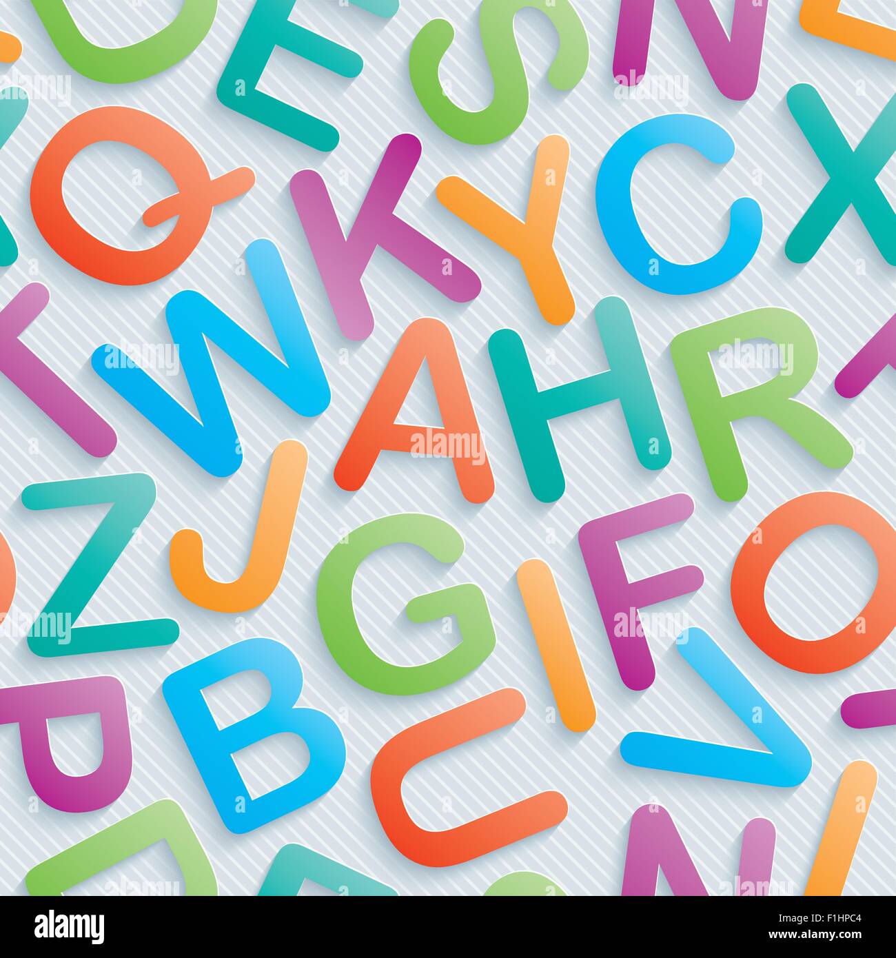 Bunte Alphabet Tapeten. Nahtlose Hintergrund mit 3D Effekt. Vektor-EPS10. Stock Vektor