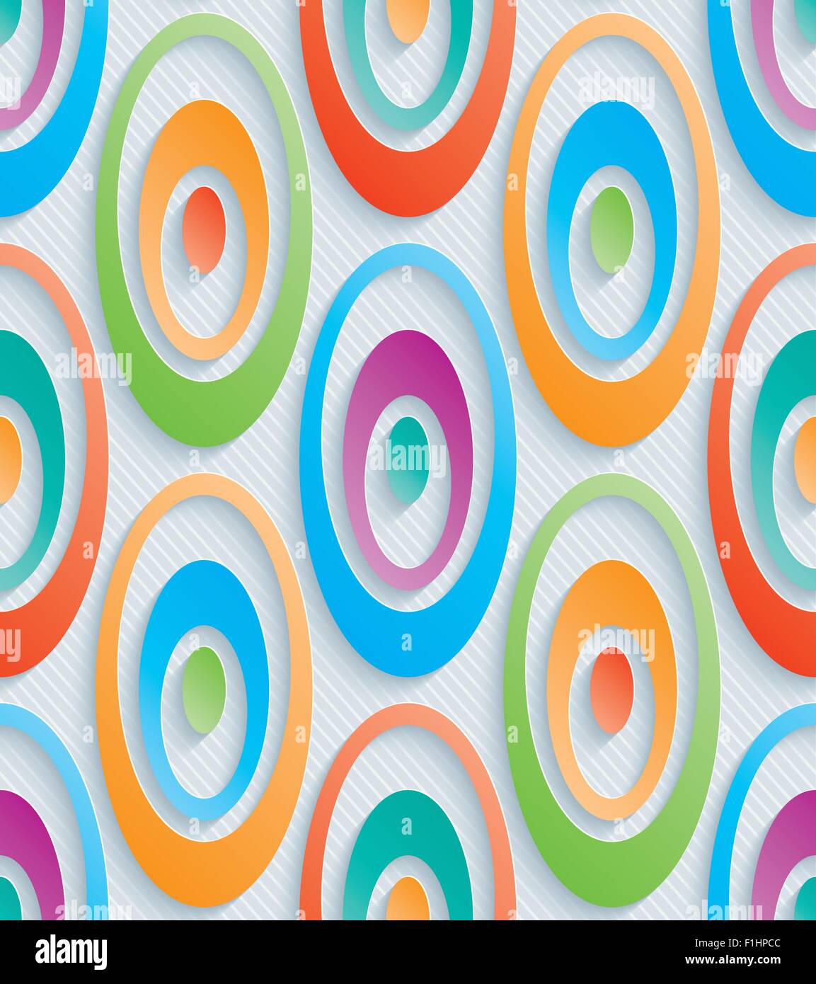 Bunte konzentrische Kreise. nahtlose 3D-Hintergrund. Vektor-EPS10. Stock Vektor