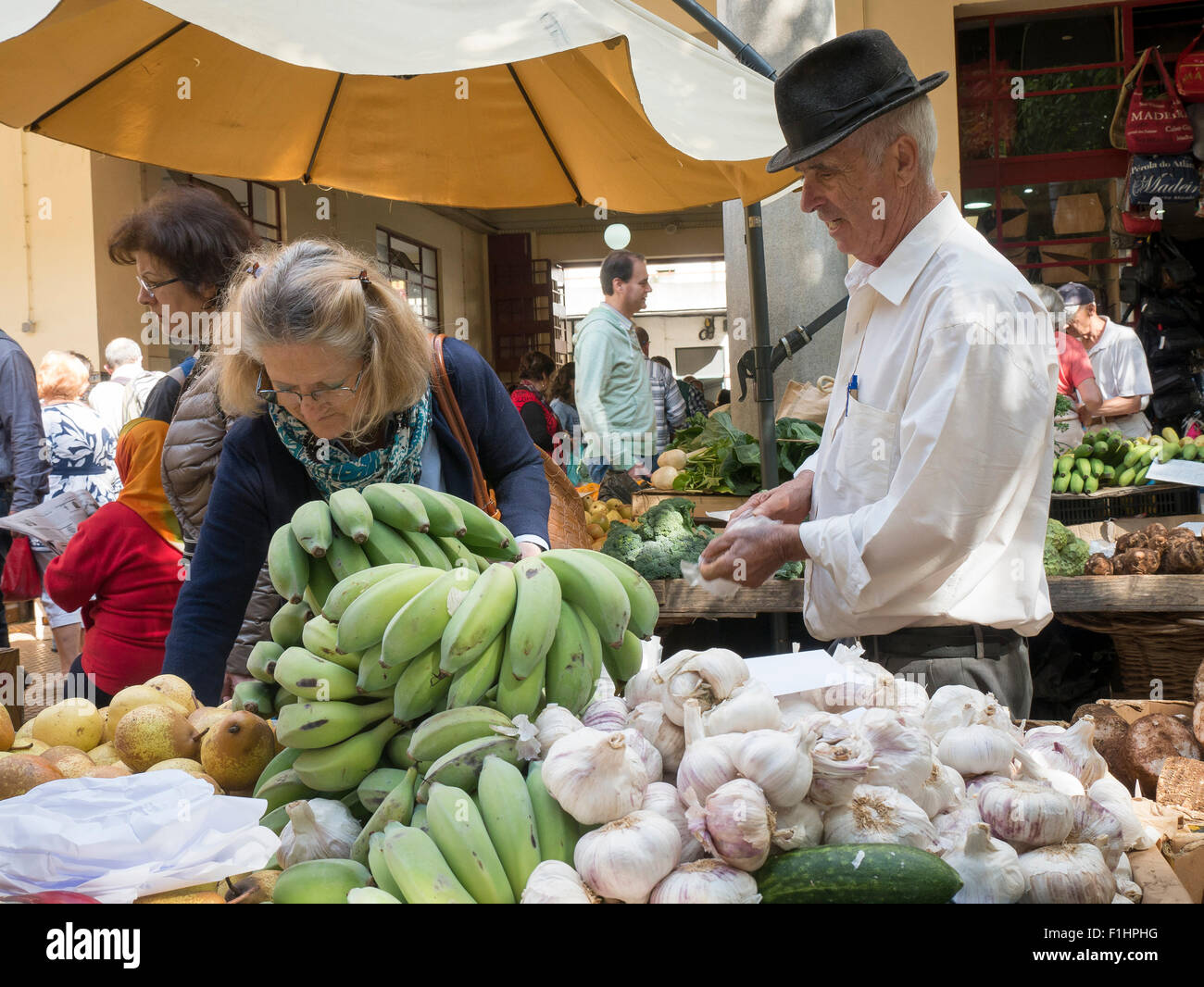 Obst-, Gemüse- und Blumenmarkt, Funchal, Madeira, Portugal Stockfoto