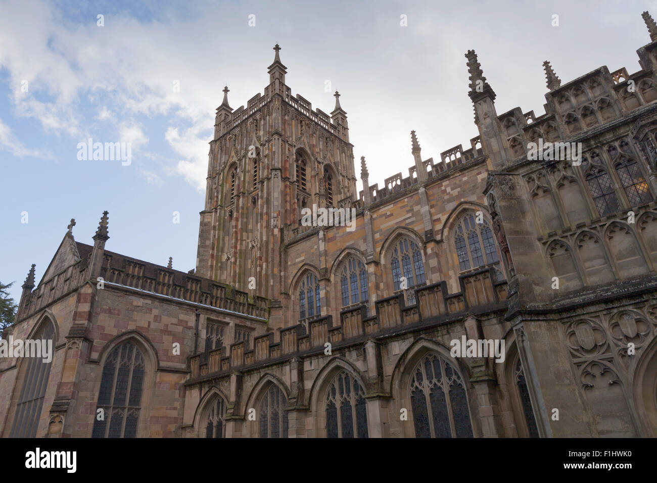 Außenseite des großen Priorat Malvern, Worcestershire Stockfoto