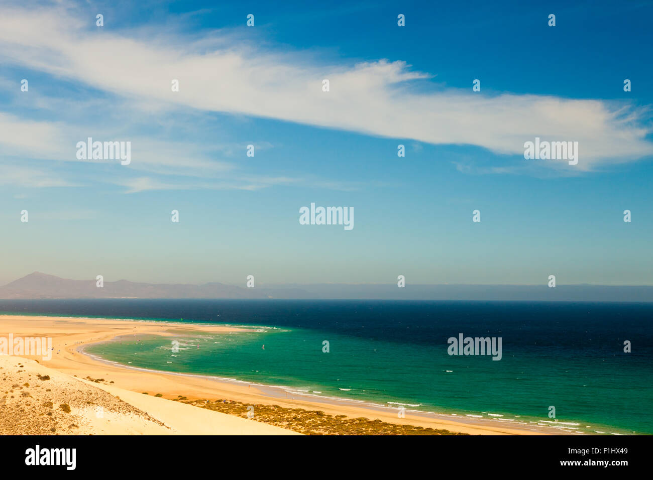 Ein Sand spucken am Strand Kanarische Inseln Stockfoto