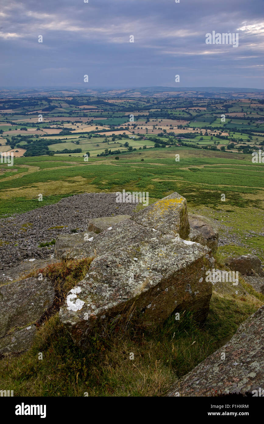 Blick von der Spitze der Titterstone Clee Hill, Shropshire, England, UK Stockfoto