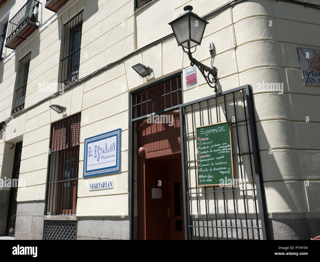 El Estragon vegetarisches Restaurant, Madrid, Gemeinschaft von Madrid, Spanien. Stockfoto