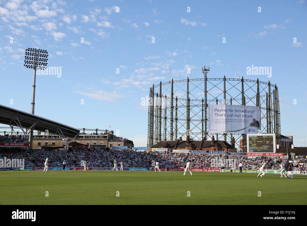 Gesamtansicht der Tag, an dem zwei der Investec Asche Testreihen zwischen England und Australien auf das Oval in London übereinstimmen. 21. August 2015. James Boardman / Tele Bilder + 44 7967 642437 Stockfoto