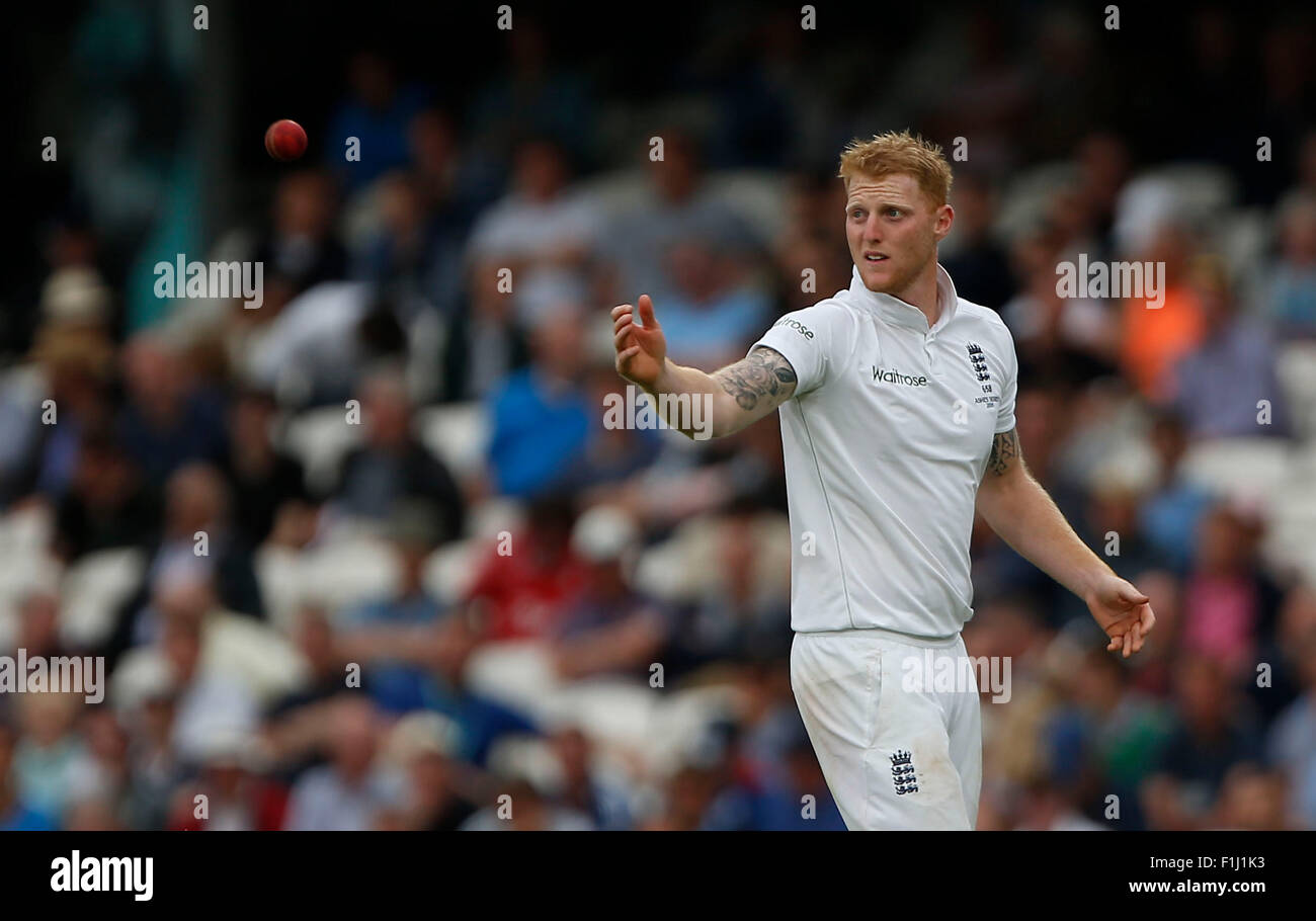 Englands Ben Stokes während der Investec Asche Testreihen Spiel zwischen England und Australien auf das Oval in London zu sehen. 20. August 2015. James Boardman / Tele Bilder + 44 7967 642437 Stockfoto