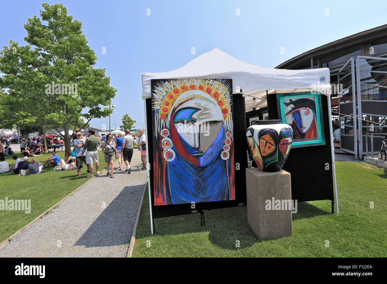 Kunst-Messestand Greenport Long Island New York Stockfoto