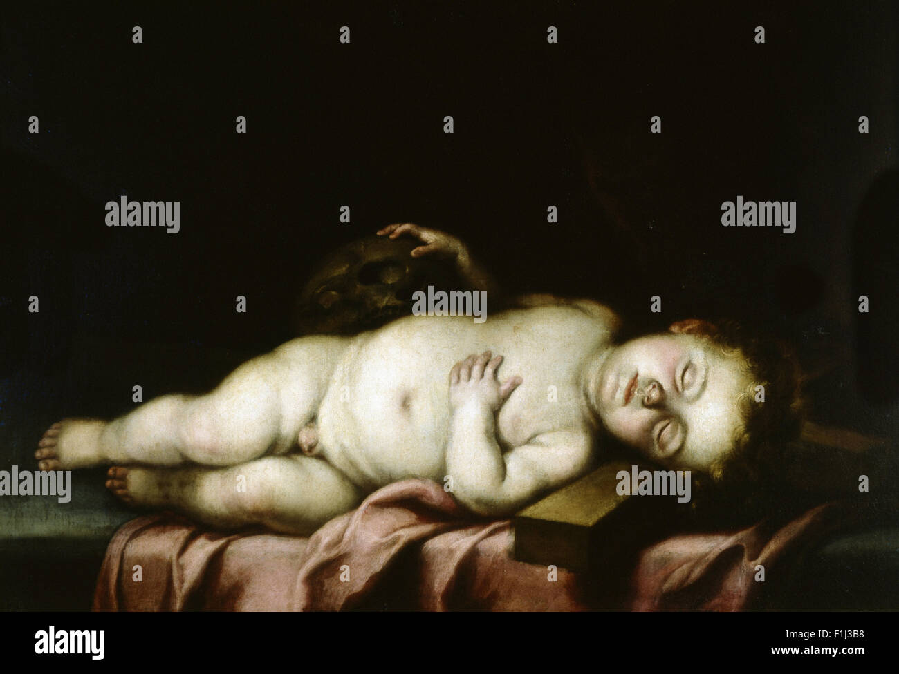 Bartolomé Esteban Murillo - der Säugling Christus am Kreuz schlafen Stockfoto