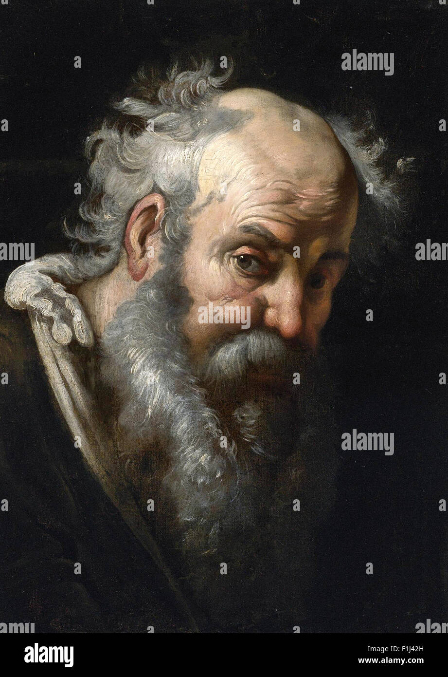 Bernardo Strozzi - Kopf eines bärtigen Mannes Stockfoto