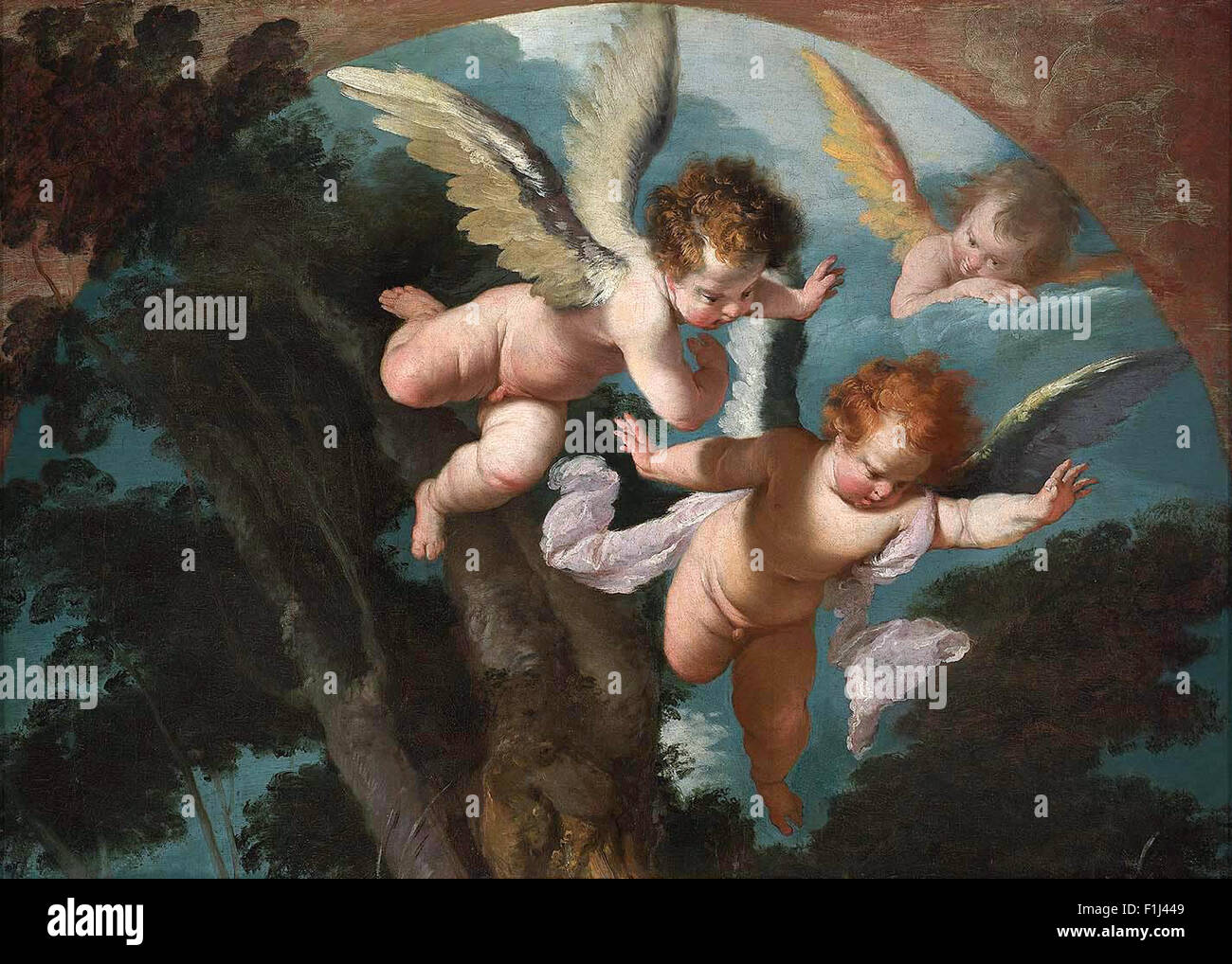 Bernardo Strozzi - drei Engel Stockfoto