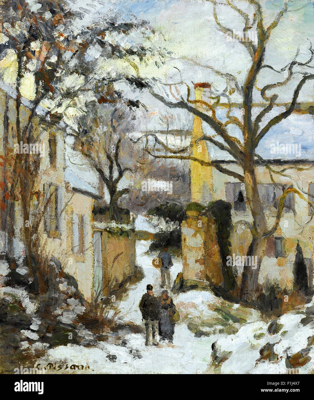 Camille Pissarro - La Maison Rondest Sous la Neige, Pontoise Stockfoto