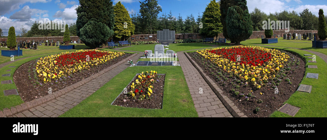 Breite Schuss der Gedenkstätte Lockerbie PA103 im Sommer, Schottland Stockfoto