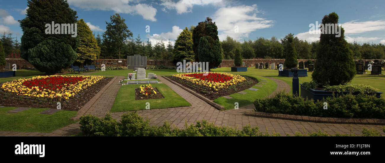 Breite Schuss der Gedenkstätte Lockerbie PA103 im Sommer, Schottland Stockfoto