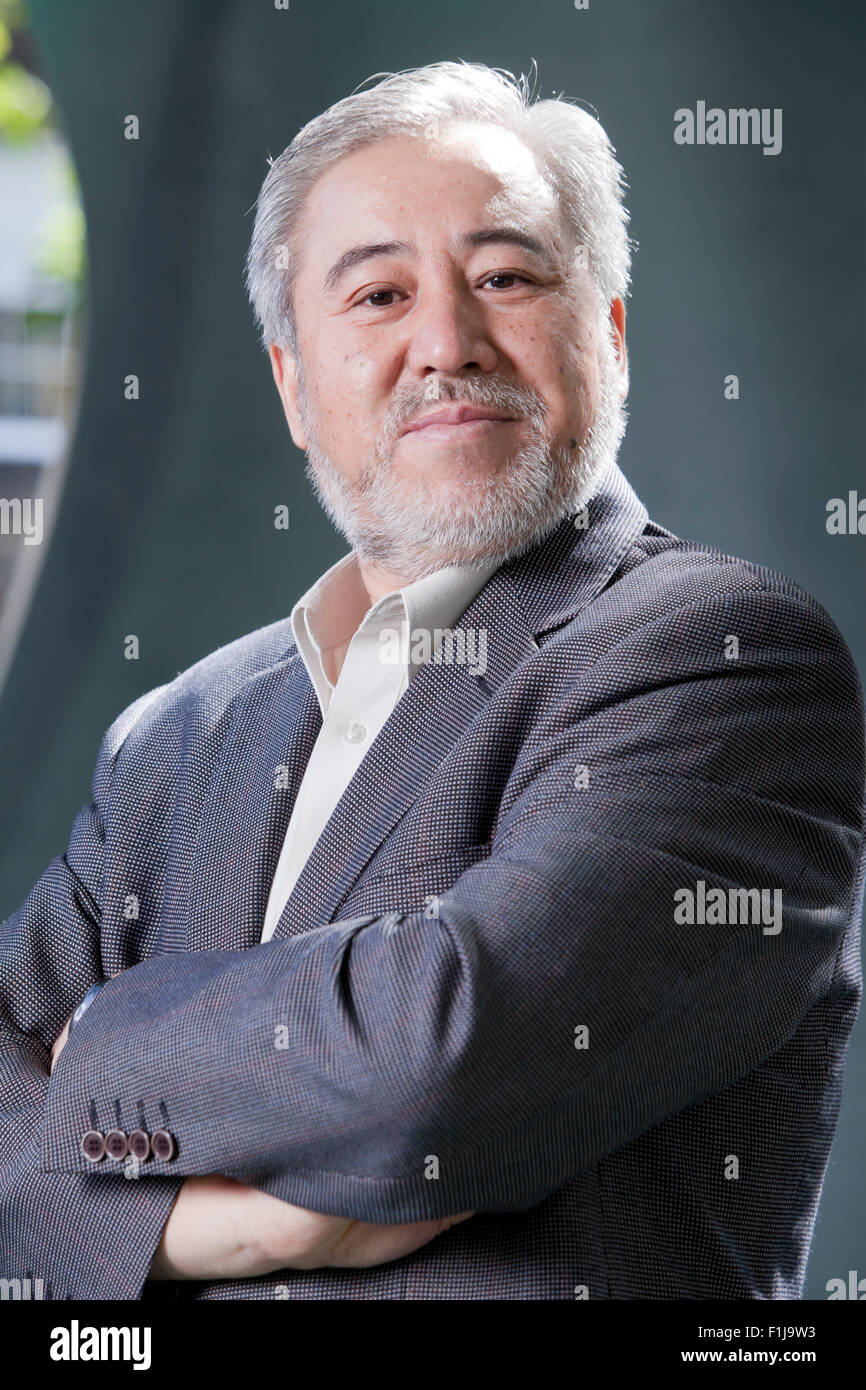 Hajji Noor Deen Mi Guangjiang ist Experte für Islamische Kalligraphie. Edinburgh International Book Festival 2015. Edinburgh, Schottland. 15. August 2015 Stockfoto