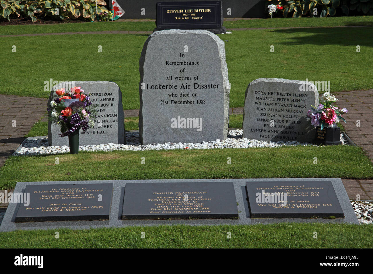 Lockerbie PanAm103 In Erinnerung Memorial Steinen Eingang, Schottland Stockfoto