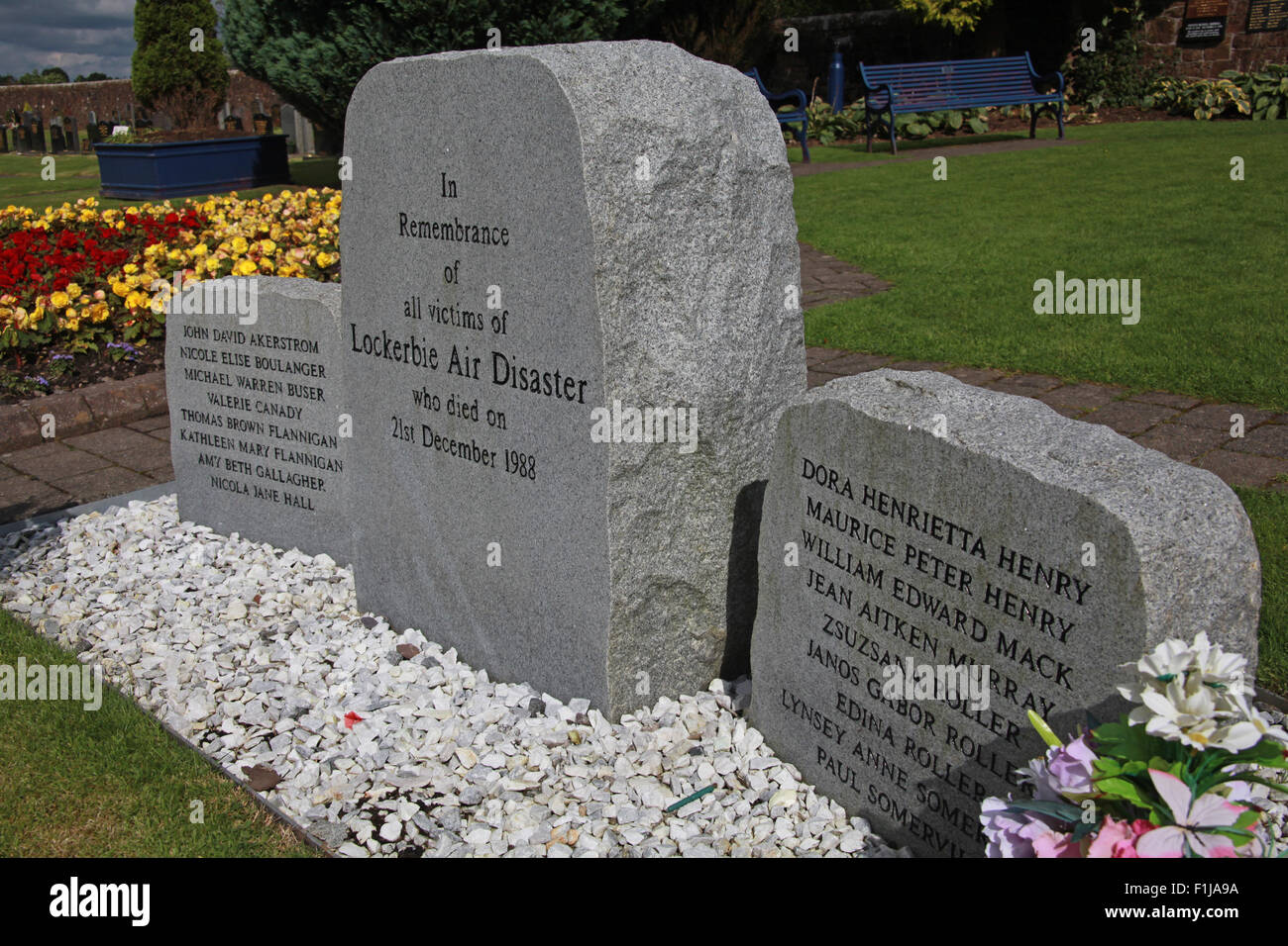 Lockerbie PanAm103 In Erinnerung Gedenksteine, Schottland Stockfoto