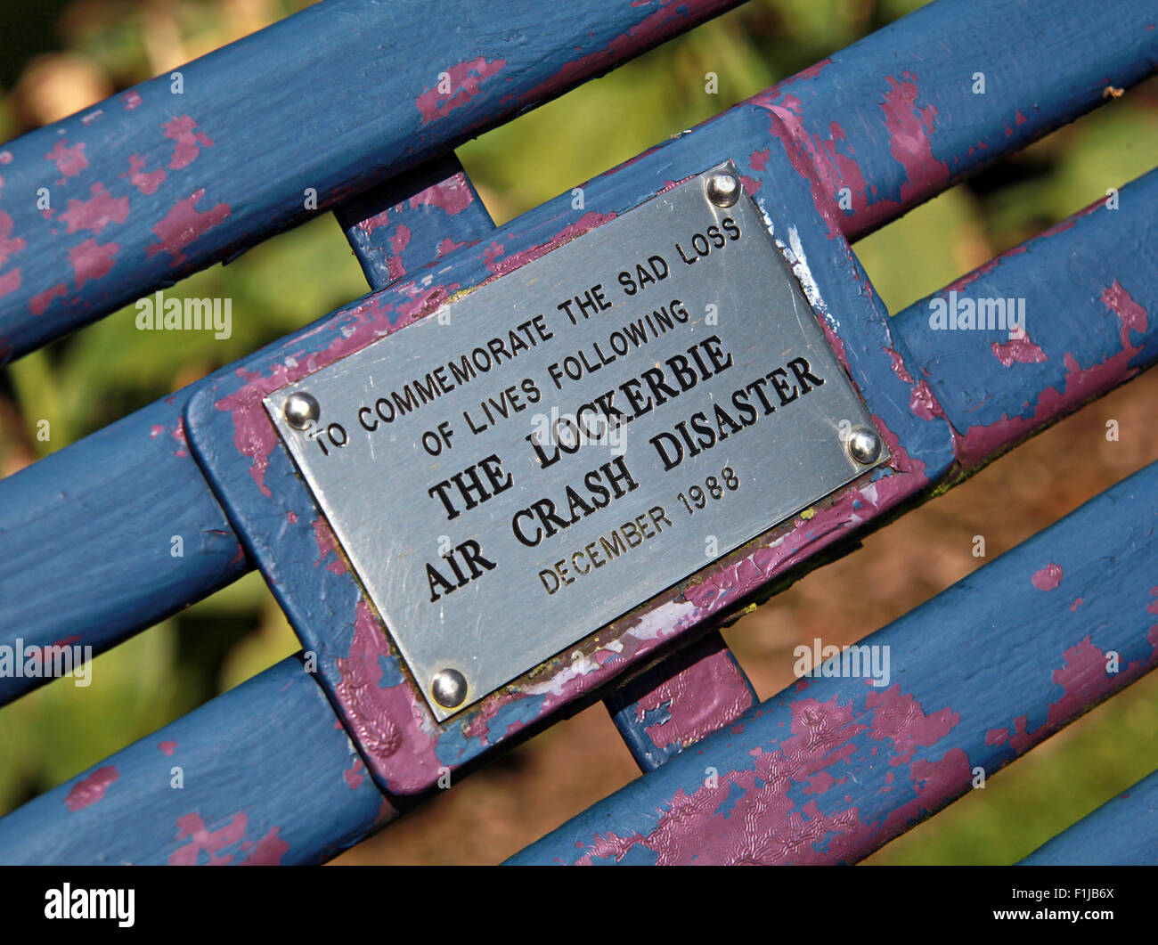 Lockerbie PanAm103 In Erinnerung Memorial Bank, Schottland Stockfoto