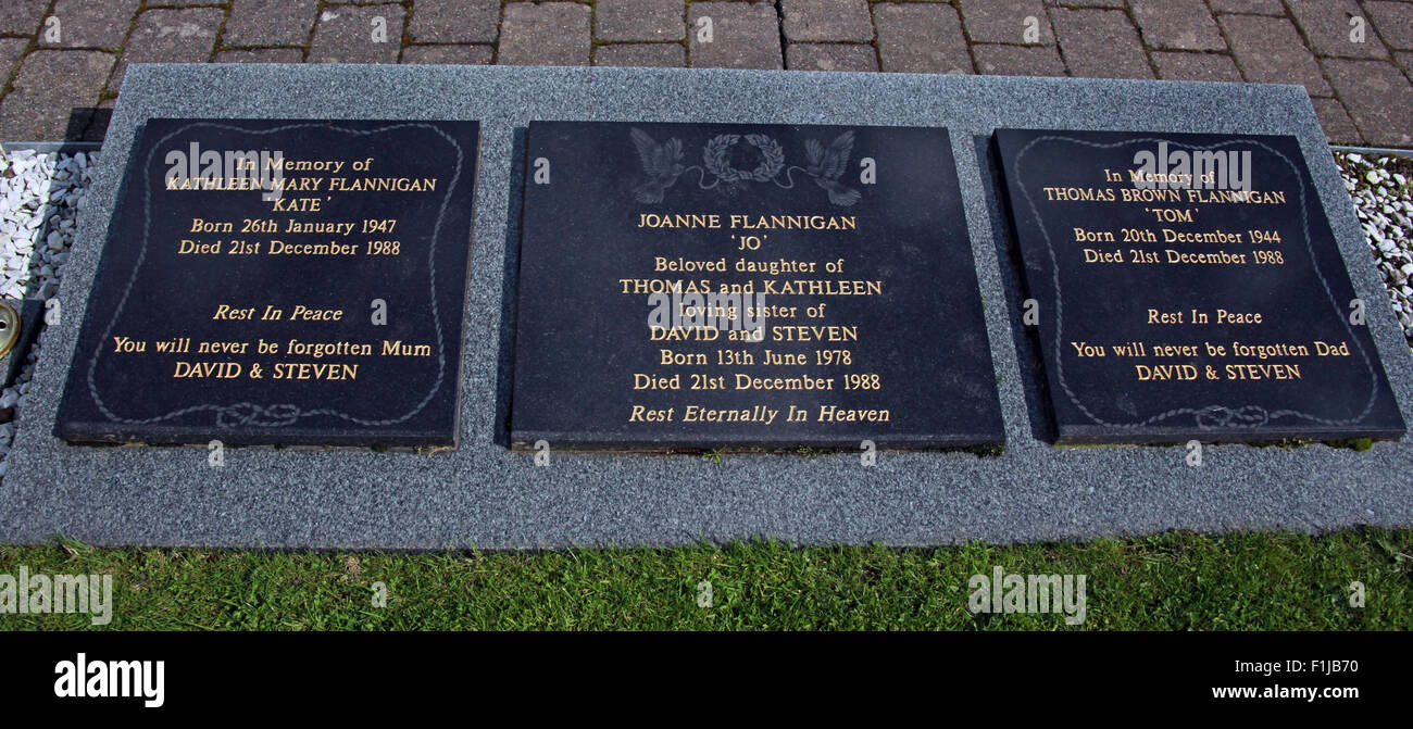 Lockerbie PanAm103 In Erinnerung Memorial Kate Maria Flannigan Jo Joanne Tom Thomas, Schottland Stockfoto