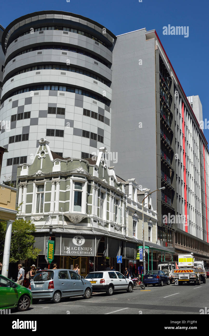 Alte und moderne Architektur, Long Street, Kapstadt, Westkap, Südafrika Stockfoto
