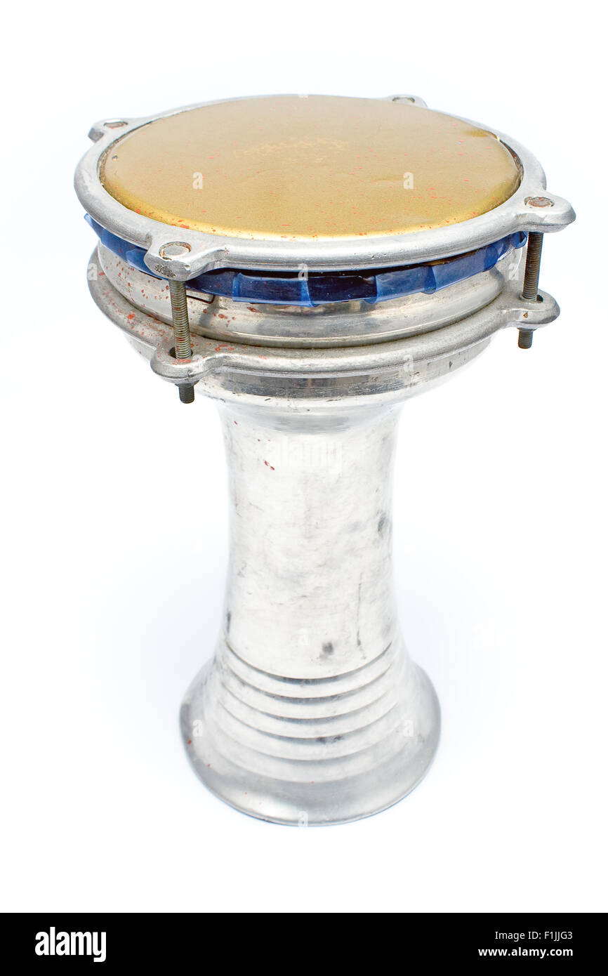 Afrikanische Bongo Trommel isoliert auf weiss Stockfoto