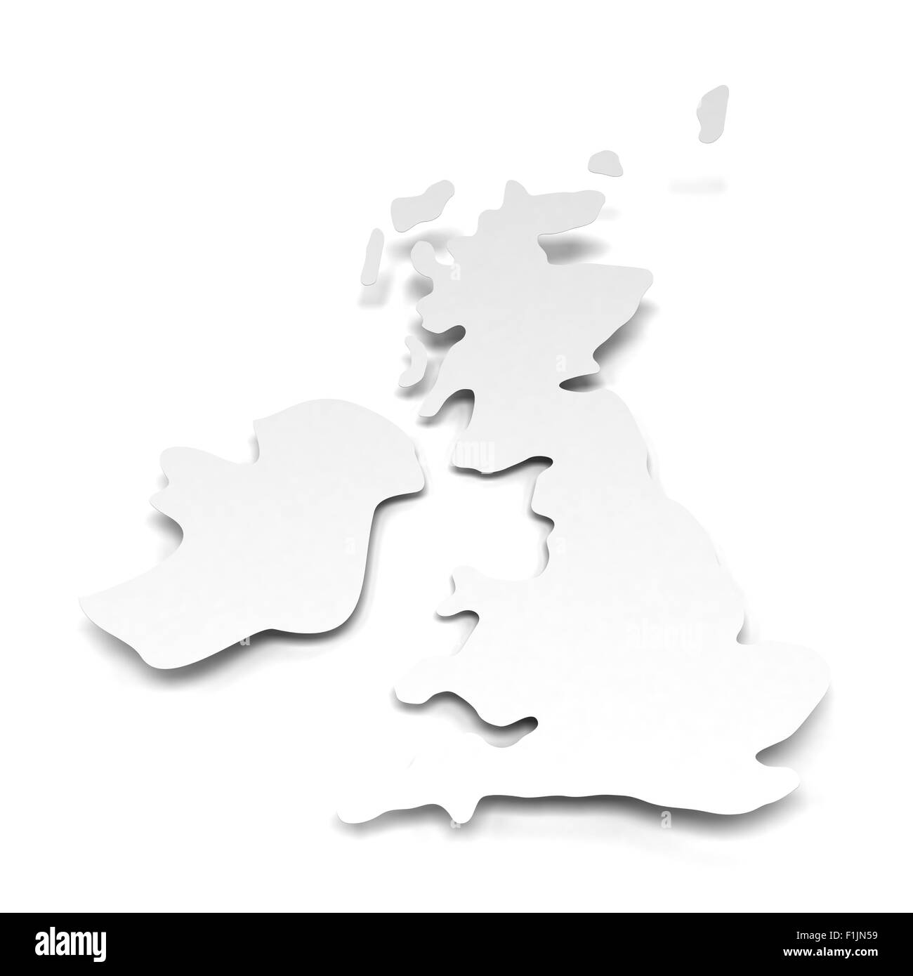 Papierkarte von Großbritannien Stockfoto