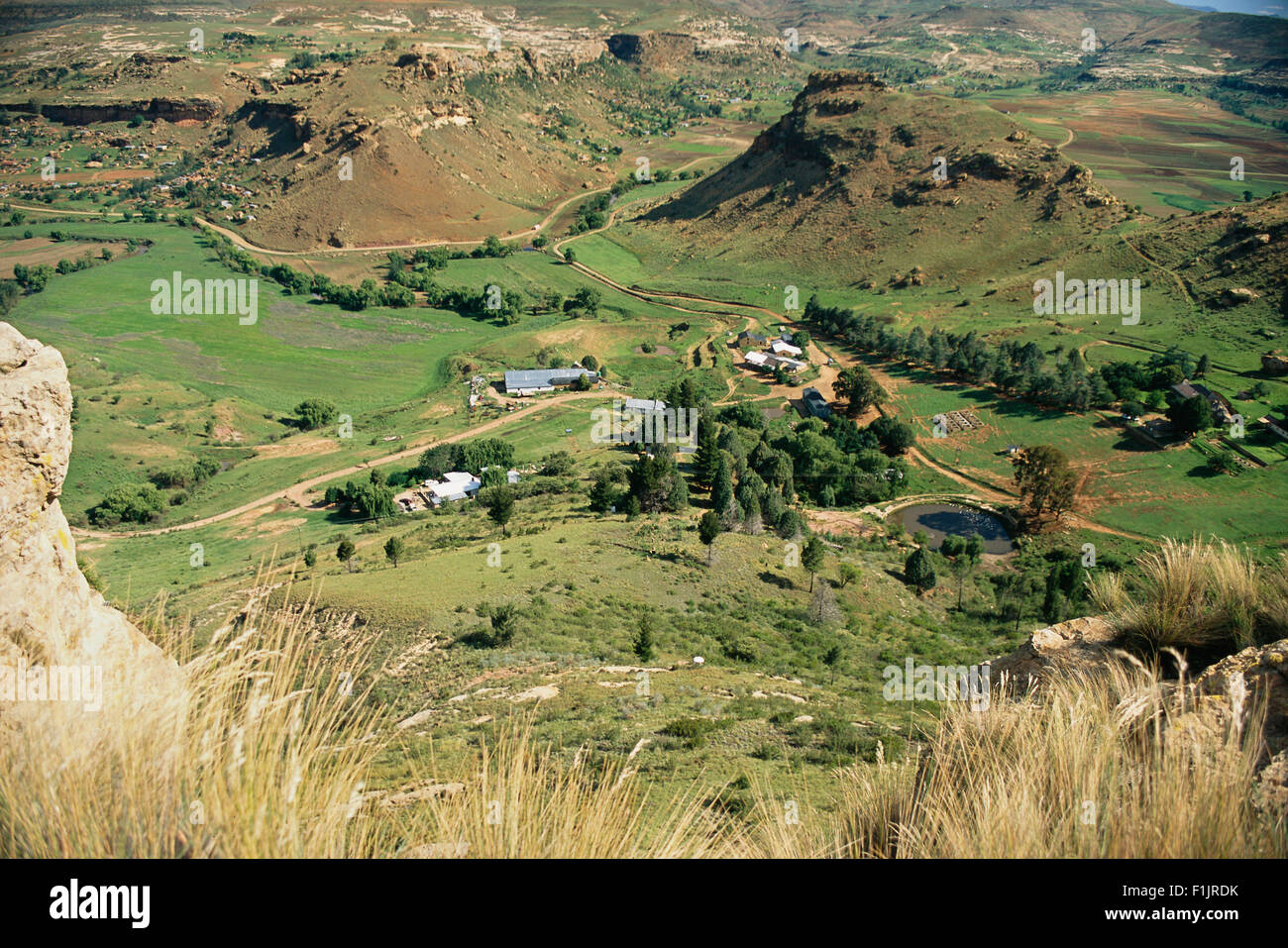 Ackerland, Clarens, Maluti Mountains, Free State, Südafrika Stockfoto