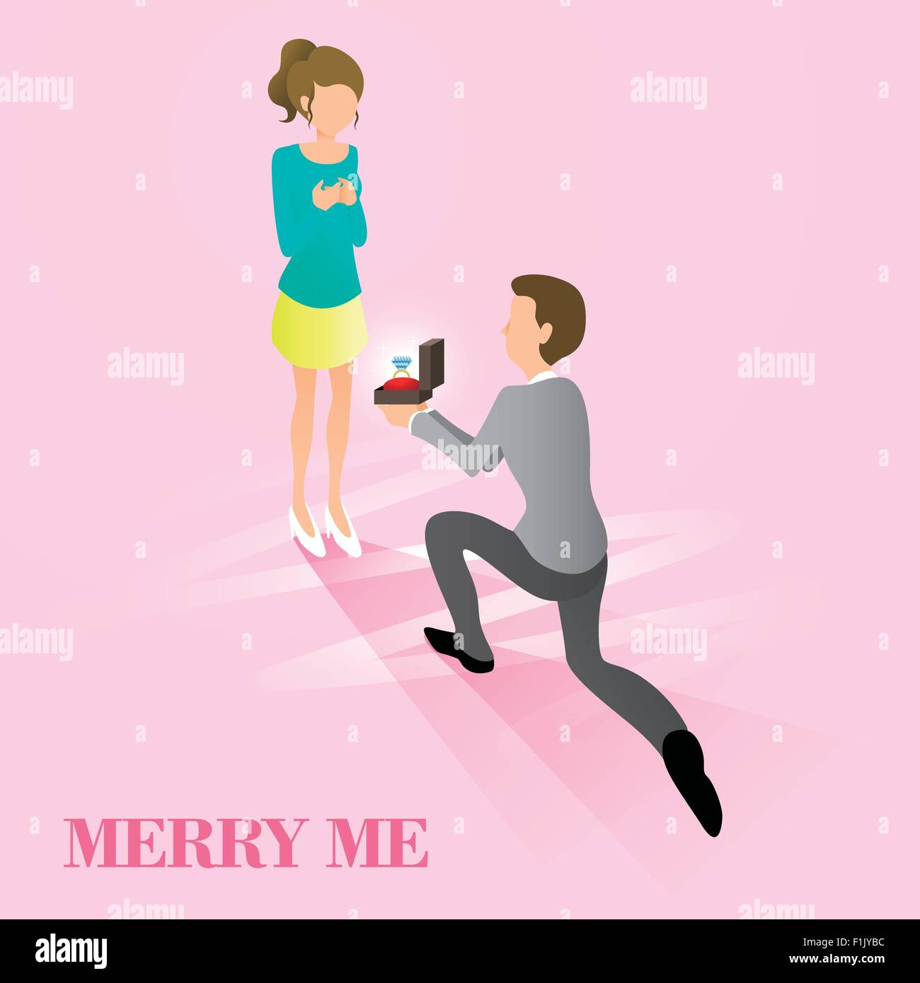 flache isometrische 3D-Design von heirate mich Konzept Stock Vektor