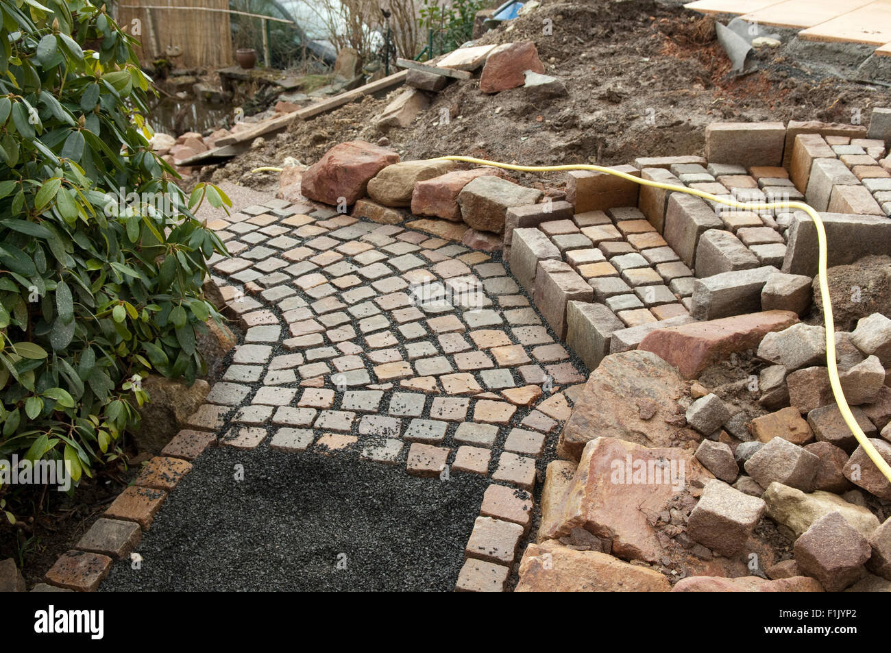 Gartentreppe, bindet; Bau, Treppe Stockfoto, Bild ...