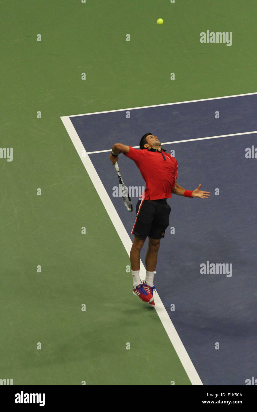 New York, New York, USA. 2. Sep, 2015. Tag3 der US Open in Forest Hills Queens in The Arthur Ashe Tennisstadion Tennismatches. Frauen passen Irina Falconi gegen Venus Williams. Mens Match Novak Djokovic gegen Andreas Haider - Maurer.Venus Williams gewann ihr Spiel. und Novak Djokovic gewann sein Match © Bruce Cotler/Globe Fotos/ZUMA Draht/Alamy Live News Stockfoto