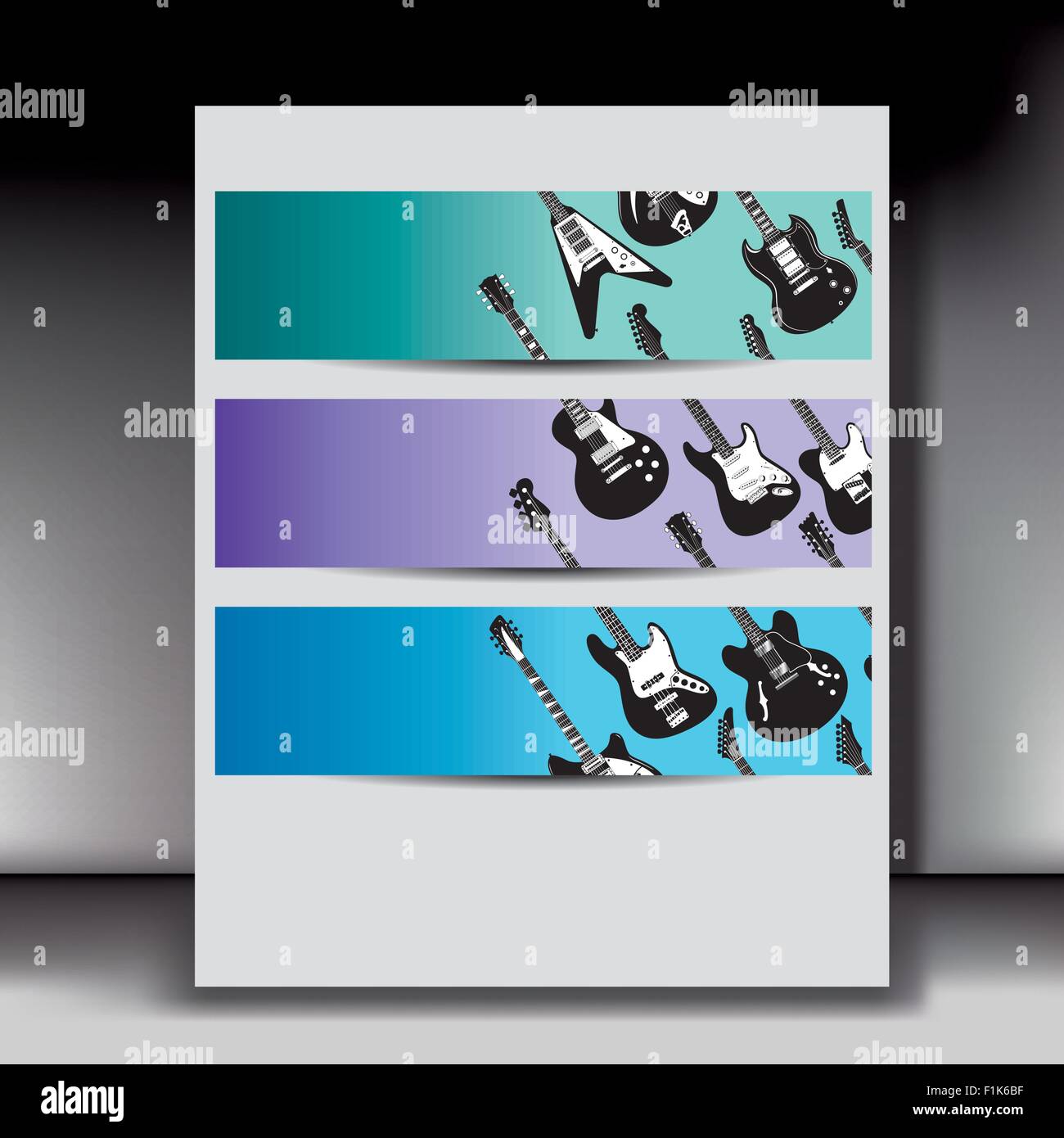 Drei Gitarren Banner Hintergründe Stock Vektor