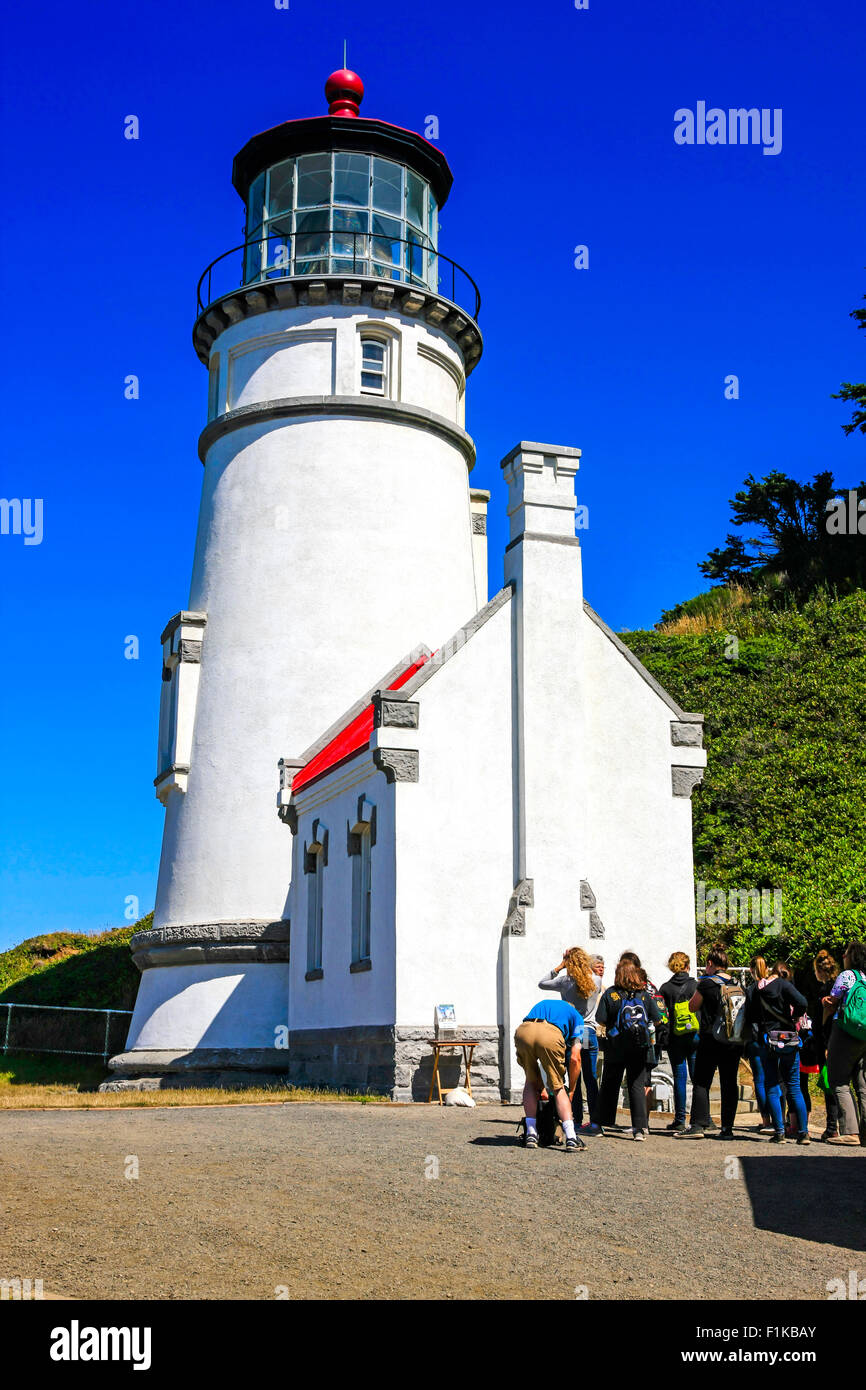Heceta Head Lighthouse befindet sich an der Küste Oregons 13 Meilen nördlich von Florenz oder Stockfoto