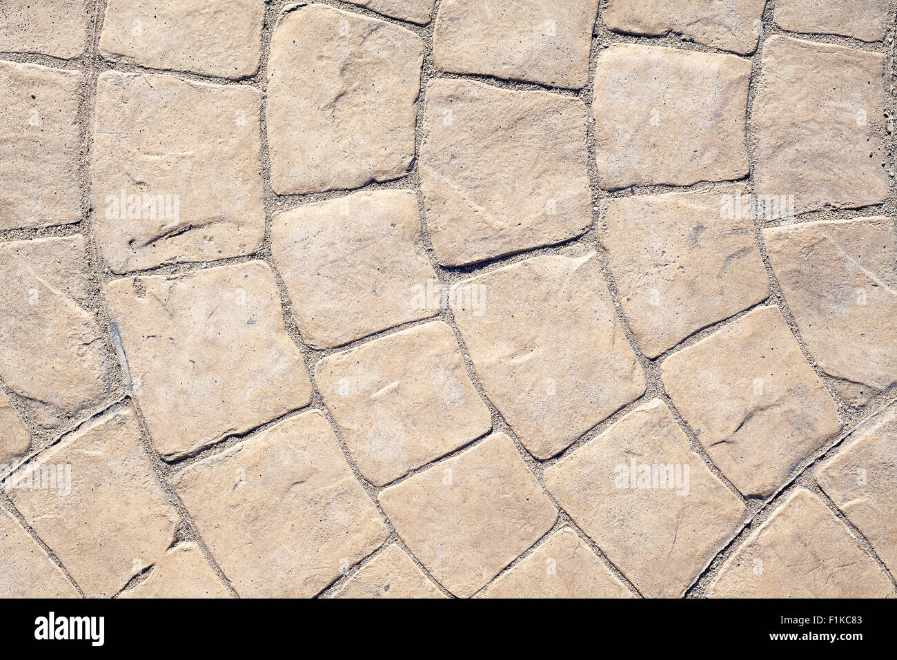Kopfsteinpflaster Textur, Detailansicht auf Details einer modernen, freundlichen Kopfsteinpflaster Mosaik finden sich heutzutage in Griechenland. Stockfoto