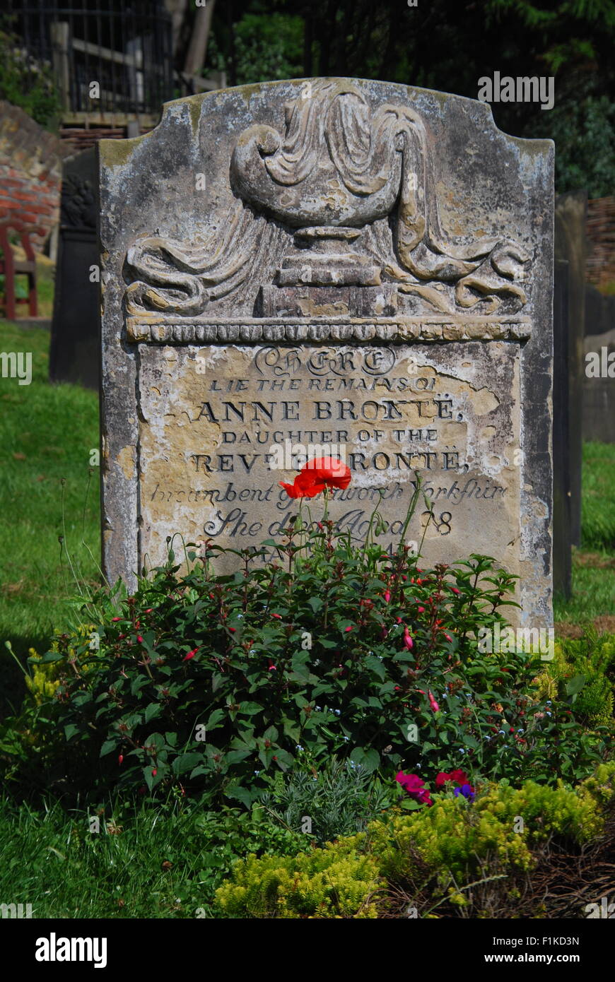 Anne Bronte Grab in Scarborough UK Stockfoto