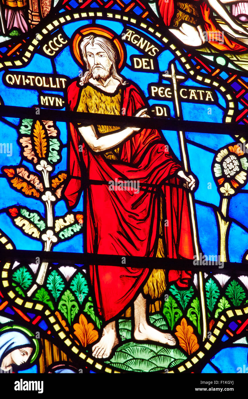 Abschnitt ein Glasfenster in Southwell Minster, Southwell, Nottingham, England. Stockfoto