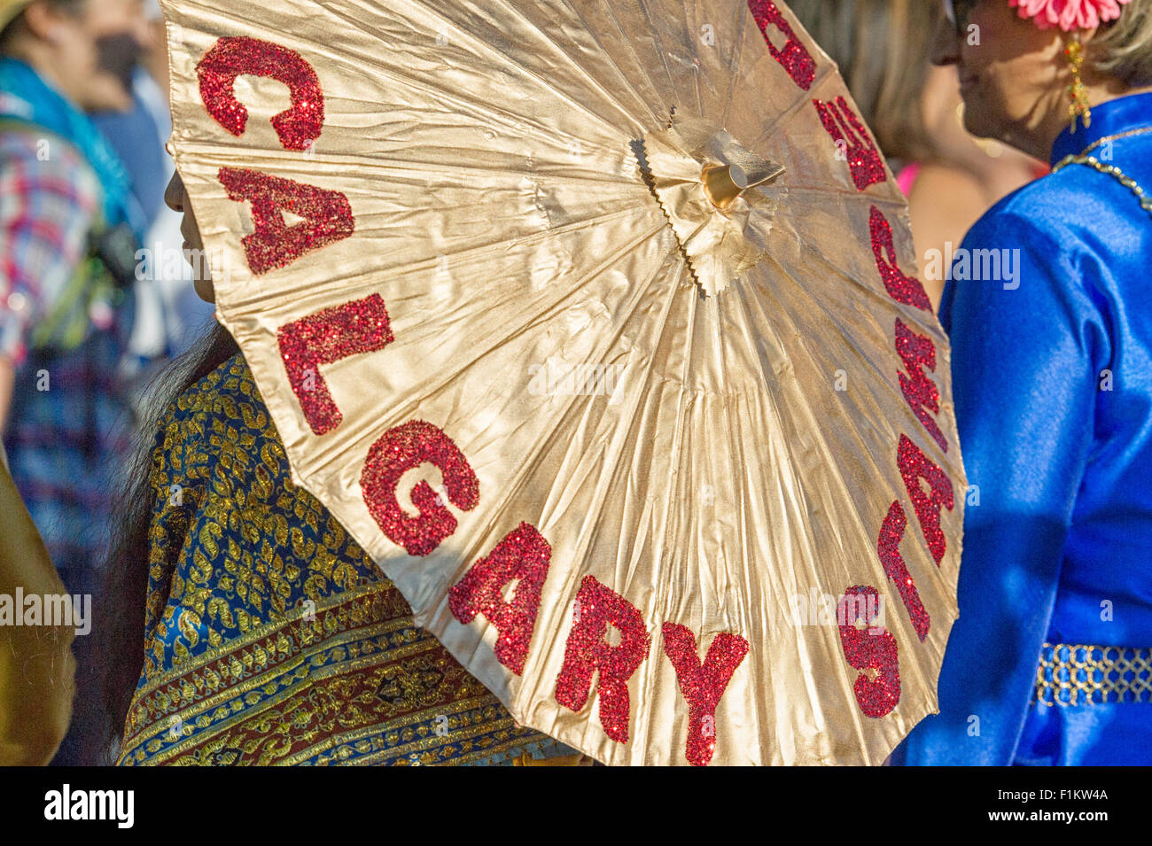 Regenschirm bei der Calgary Stampede Parade Stockfoto